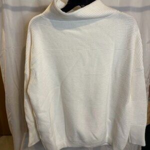 ChicWish Ribbed Turtleneck Sweater – White – Size XL